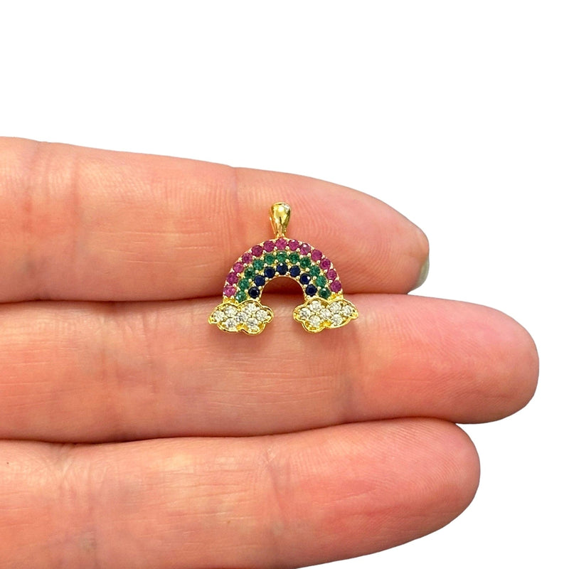 24Kt Gold Plated CZ Micro Pave Rainbow Charm