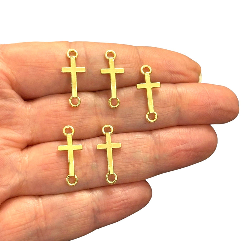 24Kt Gold Plated Cross Connector Charms, 5 pcs in a pack