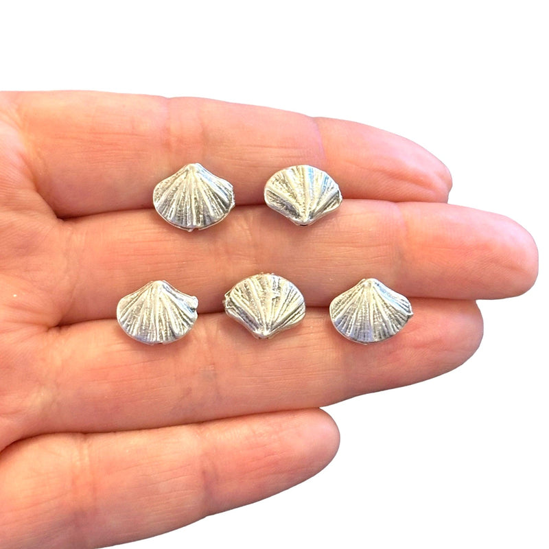 Antique Silver Plated Oyster Charms, 5 pcs in a pack