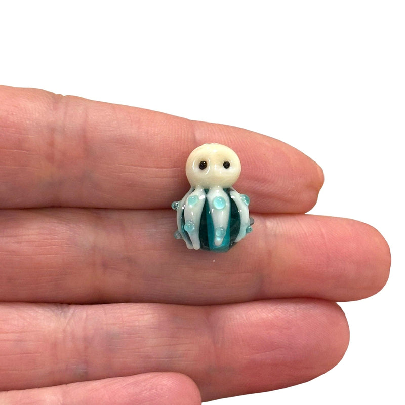Hand Made Murano Glass Octopus Charm Vertical Hole Octopus Charm