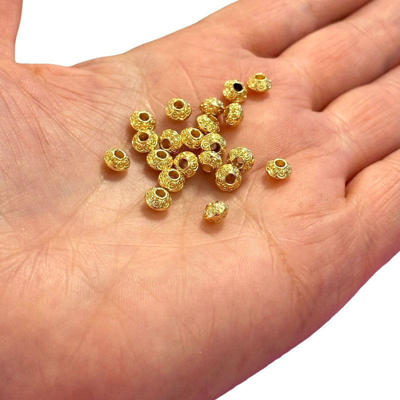 24Kt Gold Plated Rondelle Spacers, 5.5mm Gold Rondelle Spacers, 20 pcs in a pack