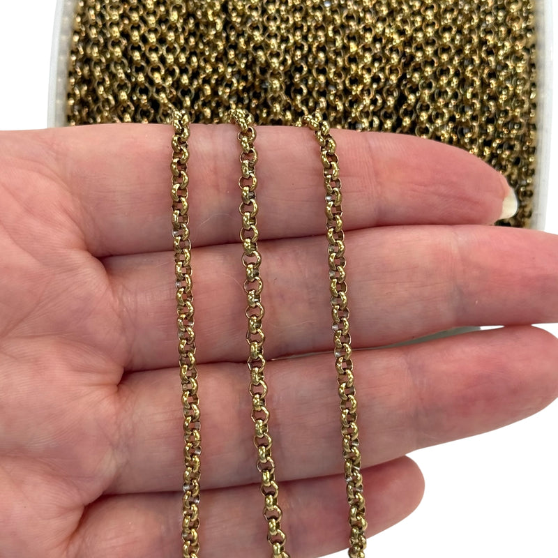Waterproof Stainless Steel. 24Kt Gold Plated Belcher Chain, 3MM Gold Plated Belcher Chain