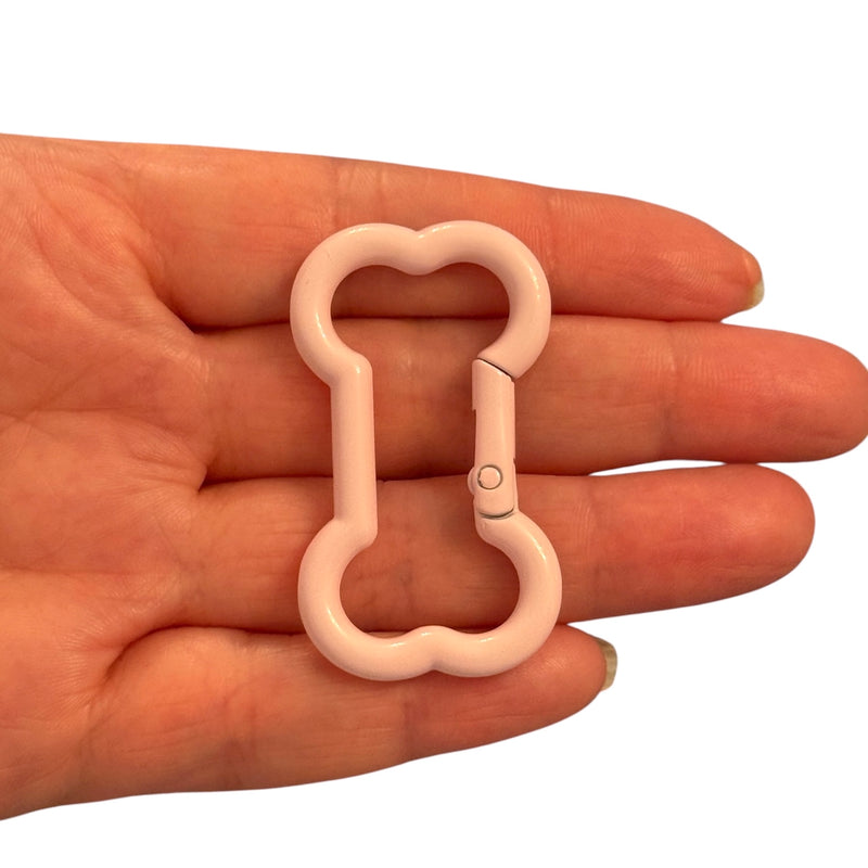 Light Pink Enamel Bone Keychain Clip & Bag Charm Connector – 48×28mm
