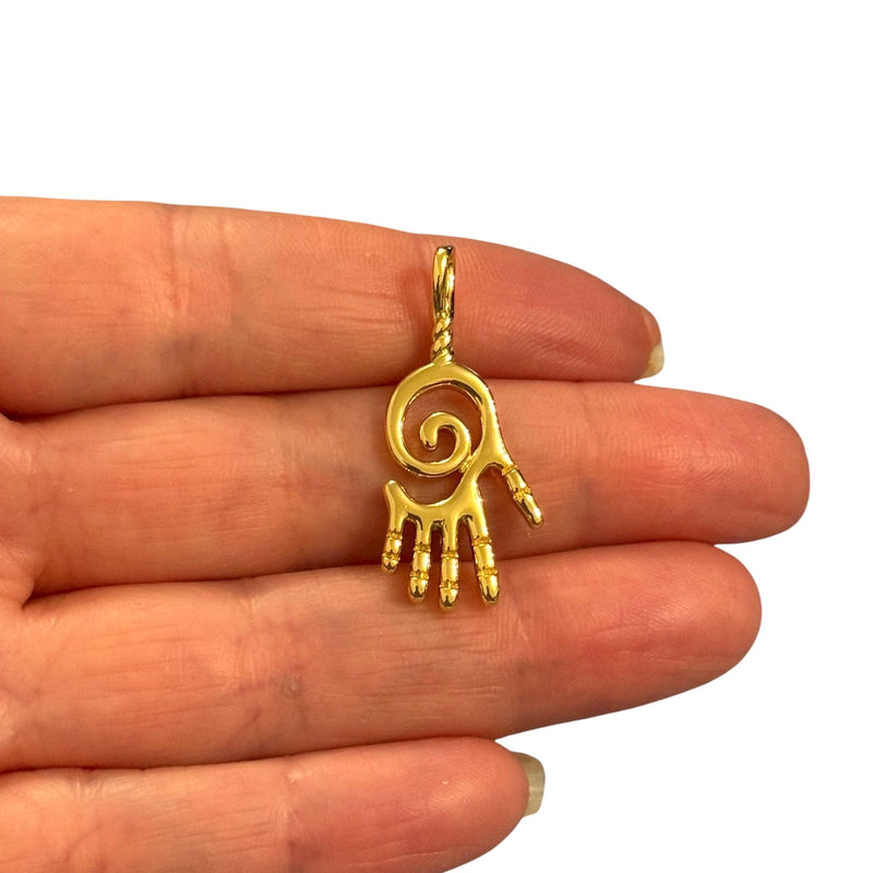 24Kt Gold Plated Spiral Hamsa Pendant