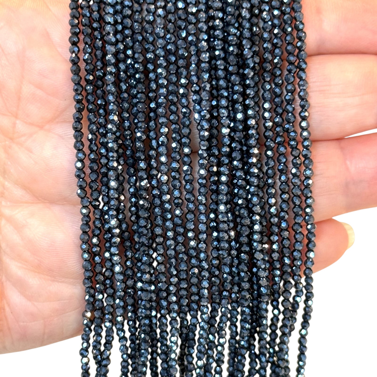 2mm Gunmetal Color Faceted Round Crystal Beads-PBC2R02