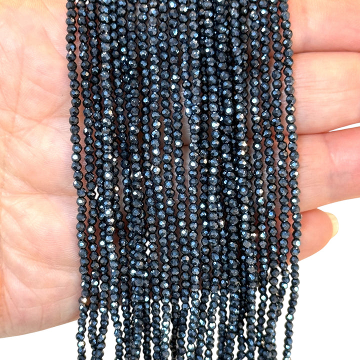 2mm Gunmetal Color Faceted Round Crystal Beads-PBC2R02