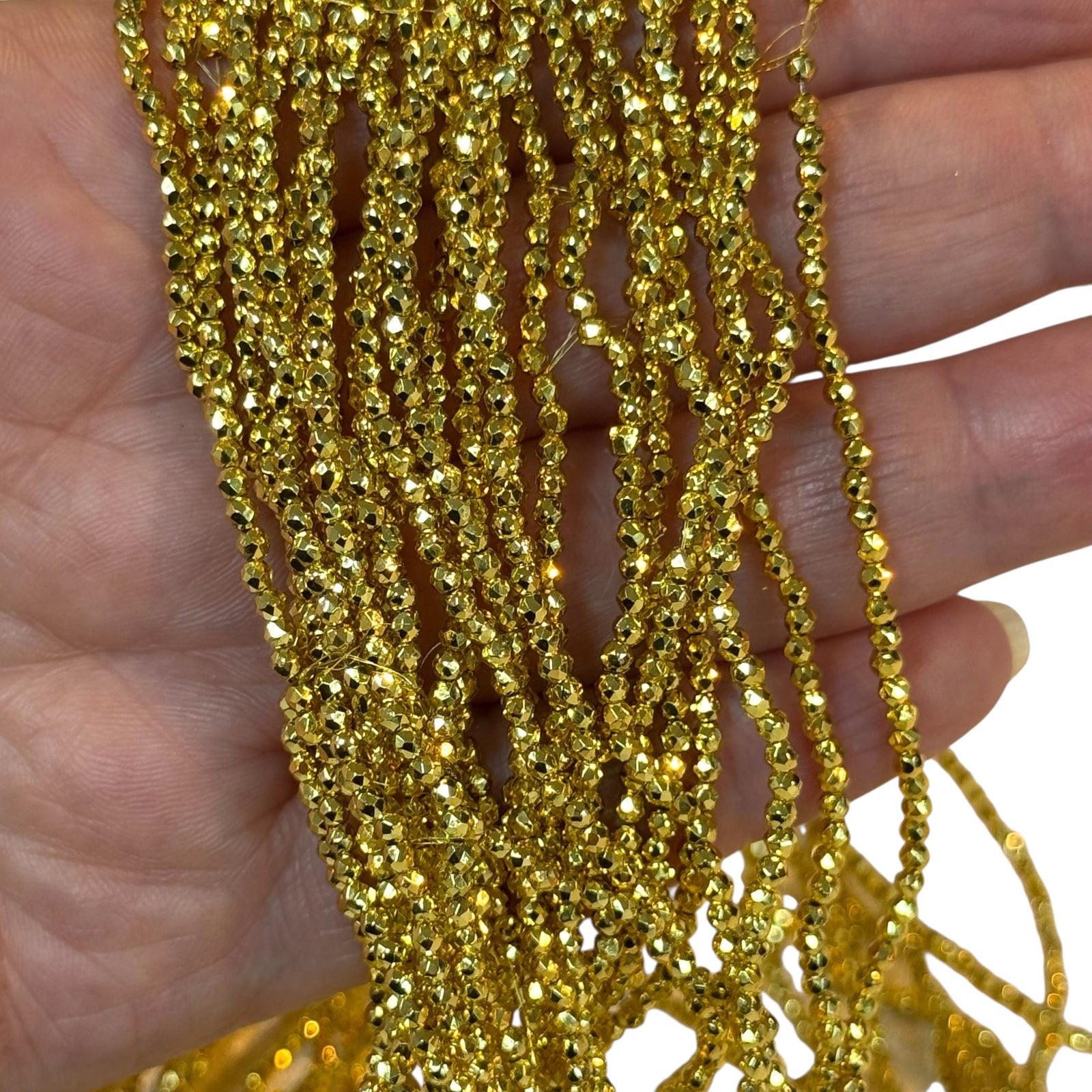2mm Gold Faceted Round Crystal Beads, PBC2R24