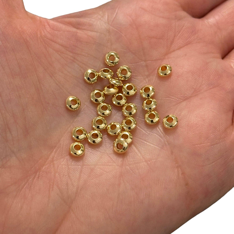 24Kt Gold Plated 5mm Ufo Shape Spacers, 25 pcs in a pack