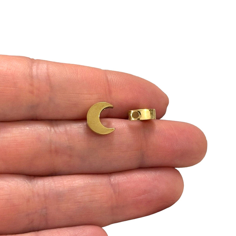 24Kt Gold Plated Stainless Steel Crescent Spacer Charms, 2 pcs in a pack