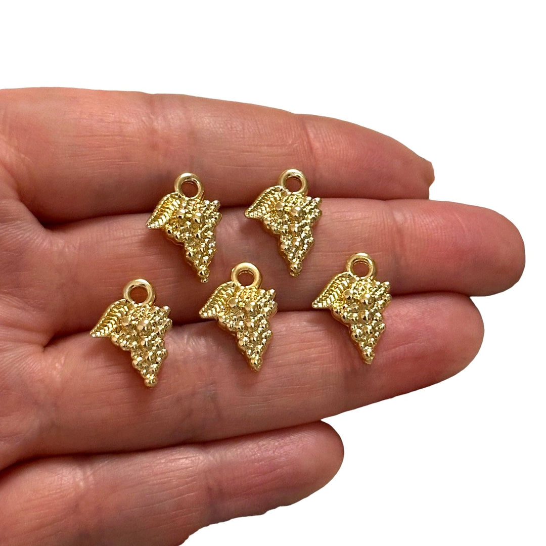 24Kt Gold Plated Bunch of Grapes Charms, Gold Wine Lover Charms, 5 pcs in a pack