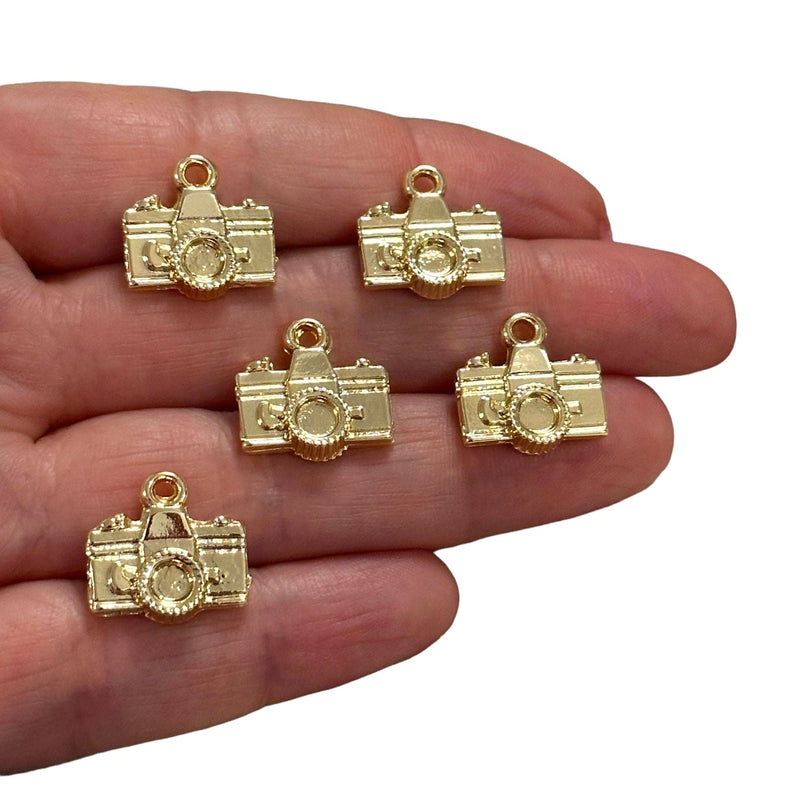 24Kt Gold Plated Camera Charms, Gold Travel Charms, 5 pcs in a pack