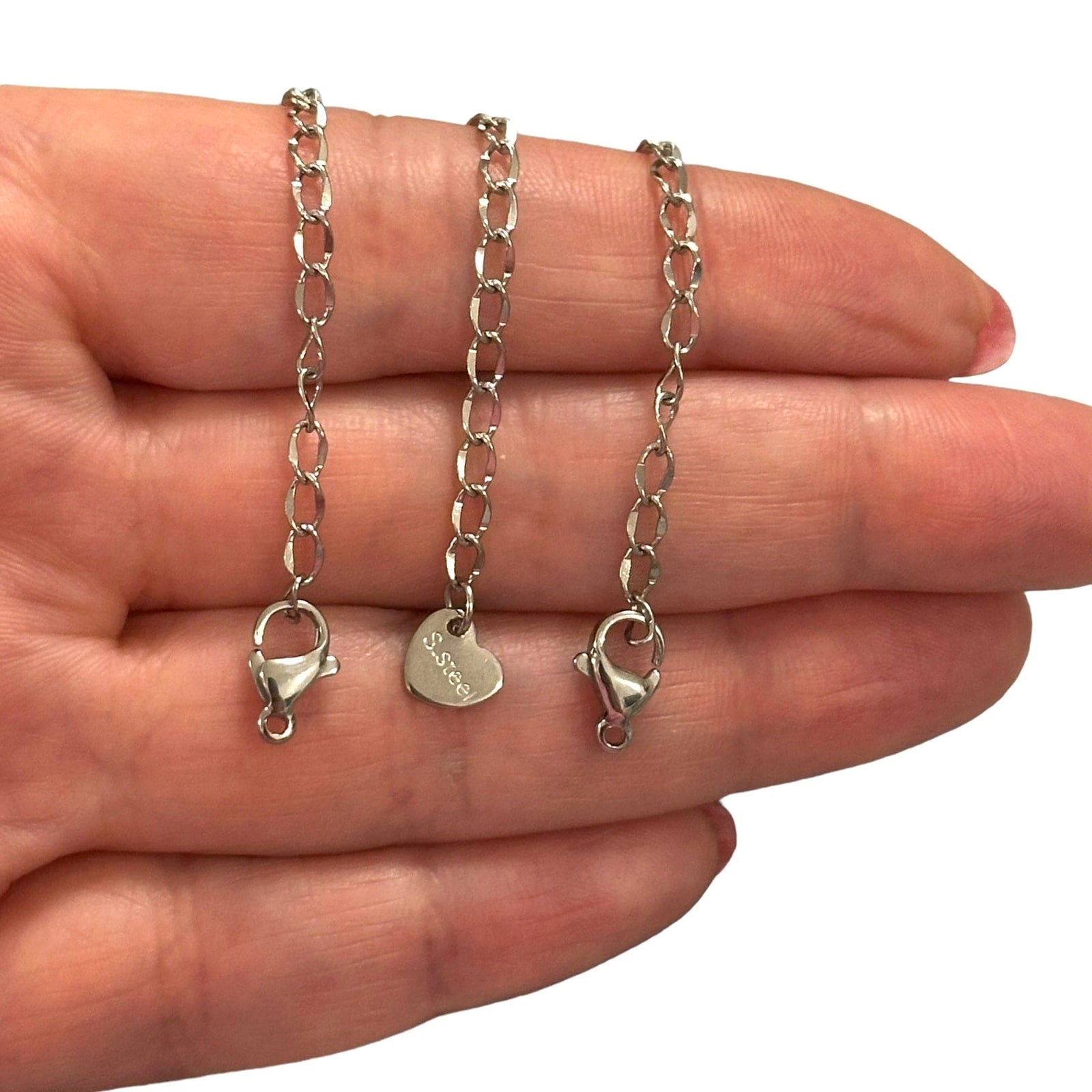 Waterproof Stainless Steel 2 Inch Chain Extender With Lobster Clasp and Heart Tag
