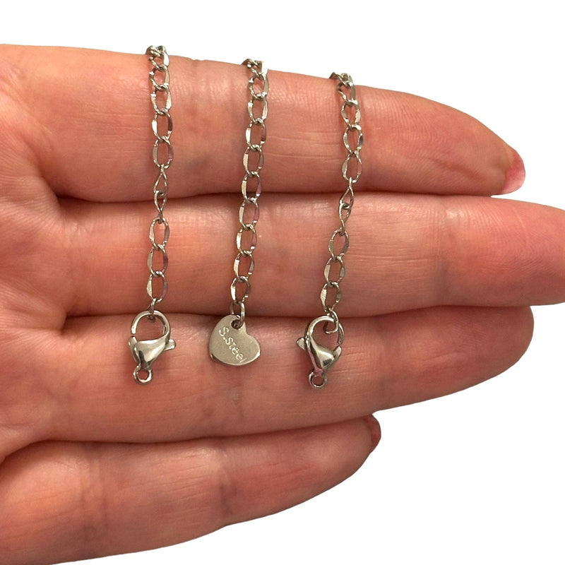 Waterproof Stainless Steel 2 Inch Chain Extender With Lobster Clasp and Heart Tag