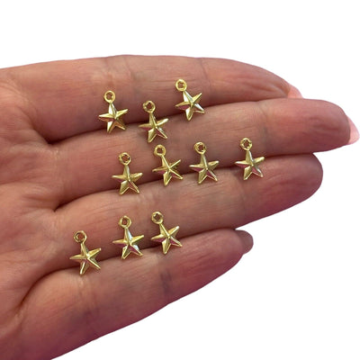 24Kt Gold Plated Hollow Star Charms, 10 pcs in a pack