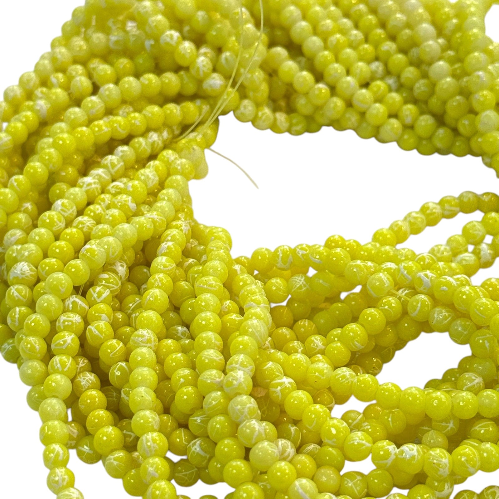 4mm Marbled glass beads, smooth round glass beads full strand