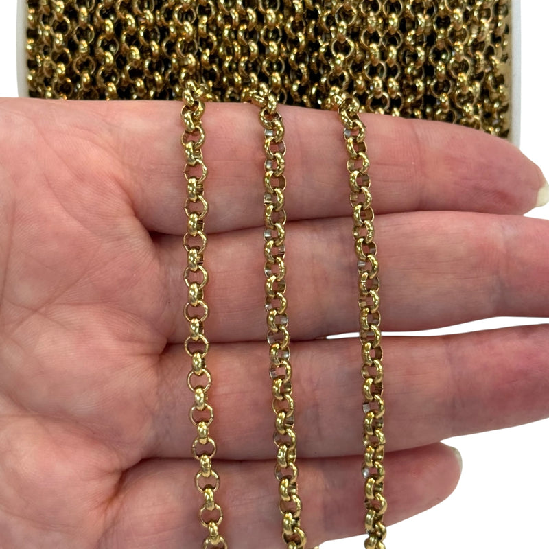 Waterproof Stainless Steel. 24Kt Gold Plated Belcher Chain, 4MM Gold Plated Belcher Chain