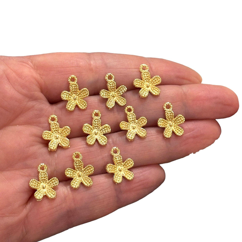 24Kt Gold Plated Flower Charms, 10 pcs in a pack