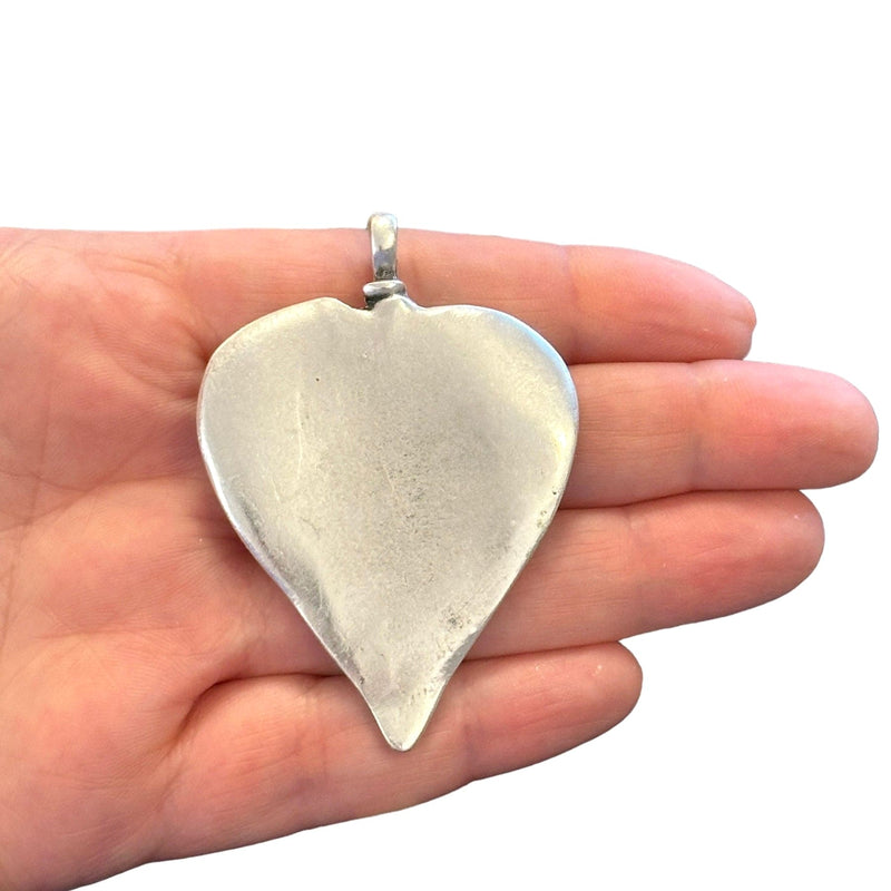 Antique Silver Plated Large Heart Pendant