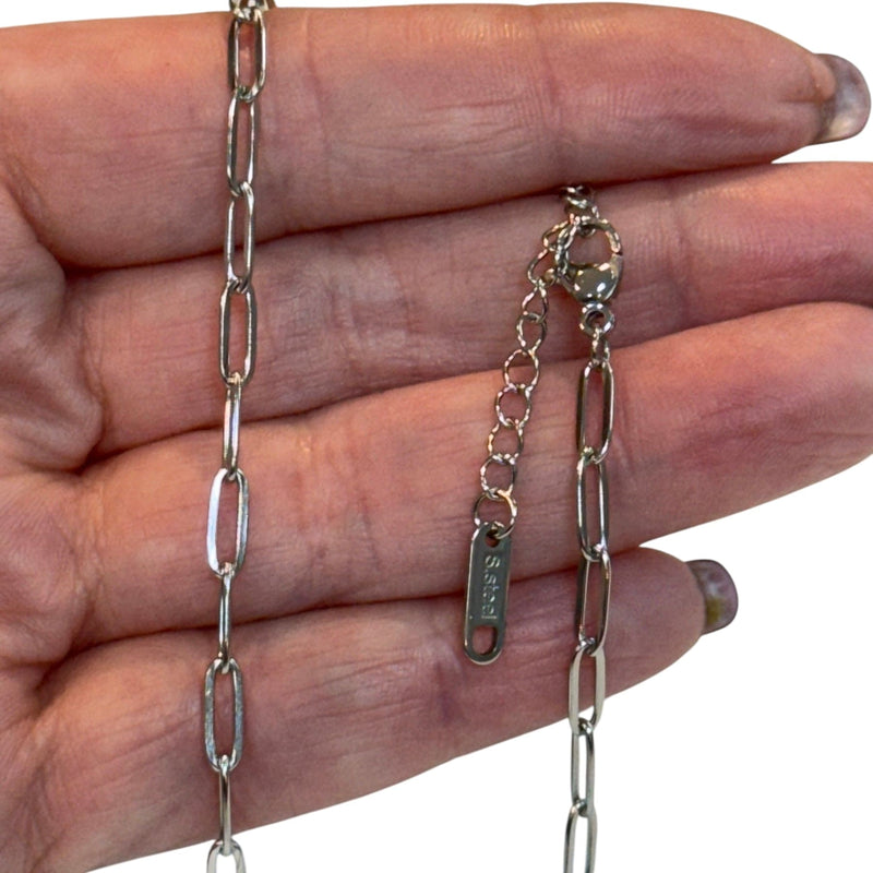 Waterproof Stainless Steel Paper Clip Chain Necklace, Ready Paper Clip Chain Necklace