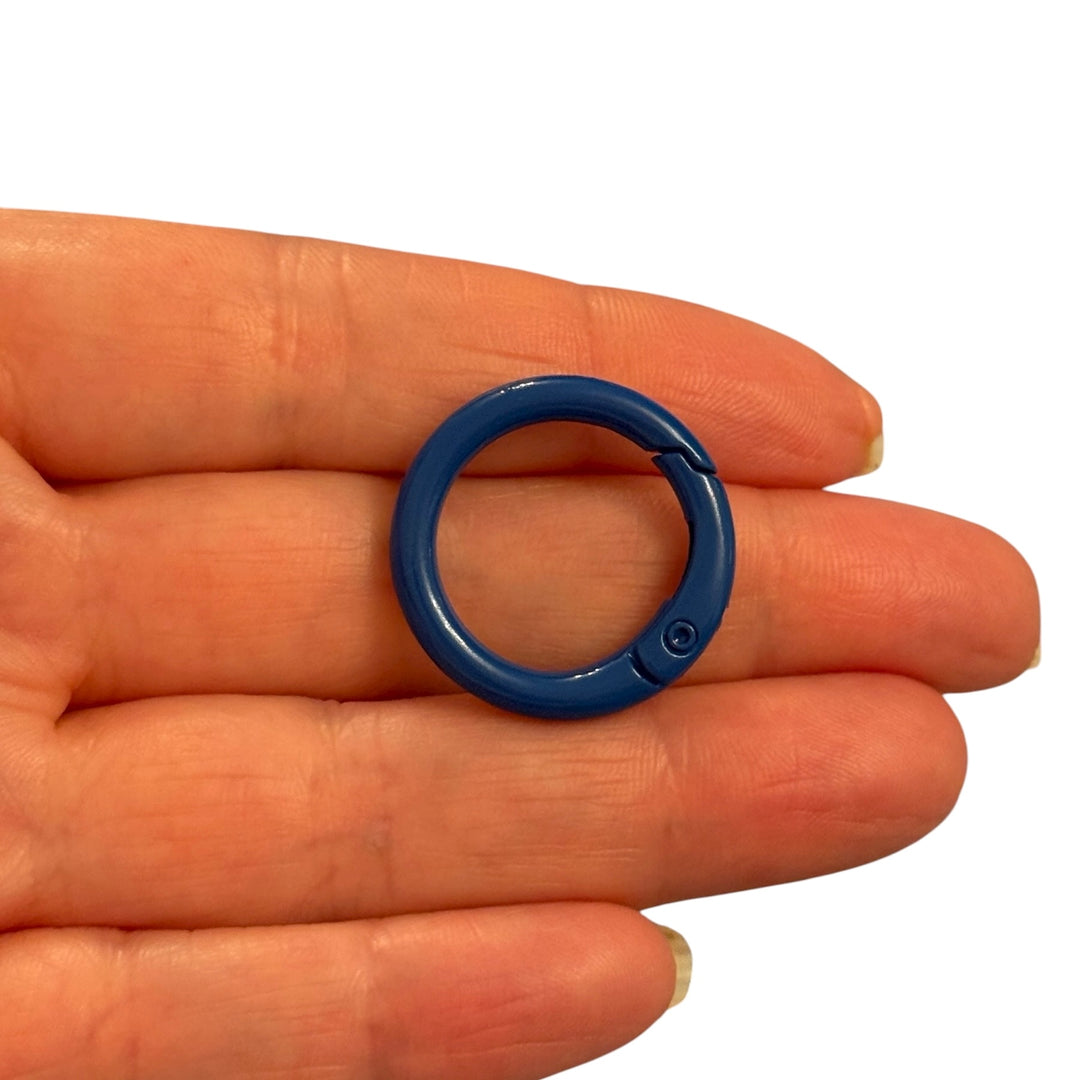 Blue Enamel Round Keychain &amp; Bag Charm Clip – 25mm