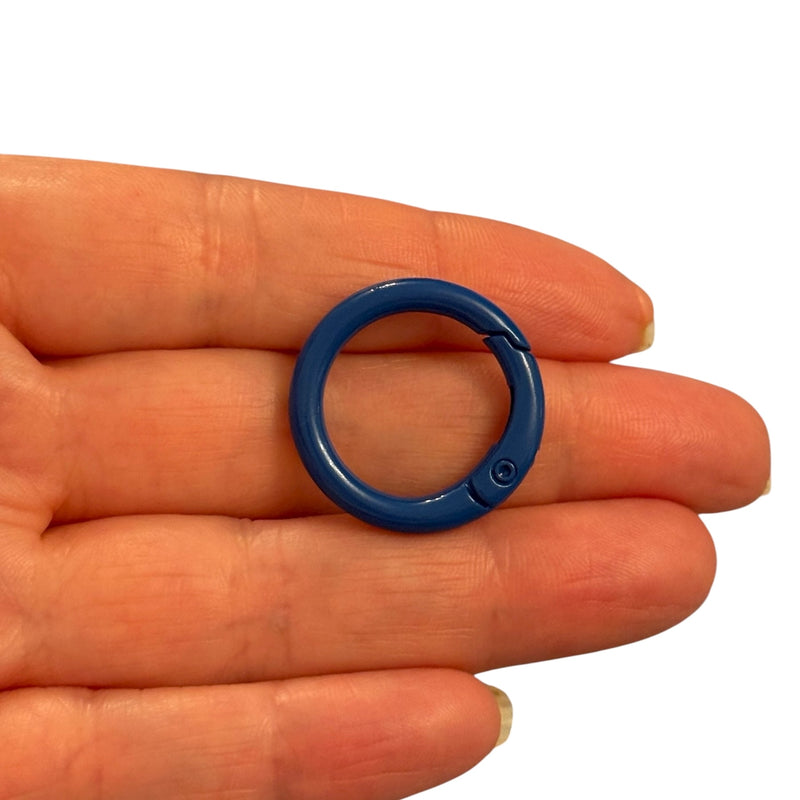 Blue Enamel Round Keychain & Bag Charm Clip – 25mm