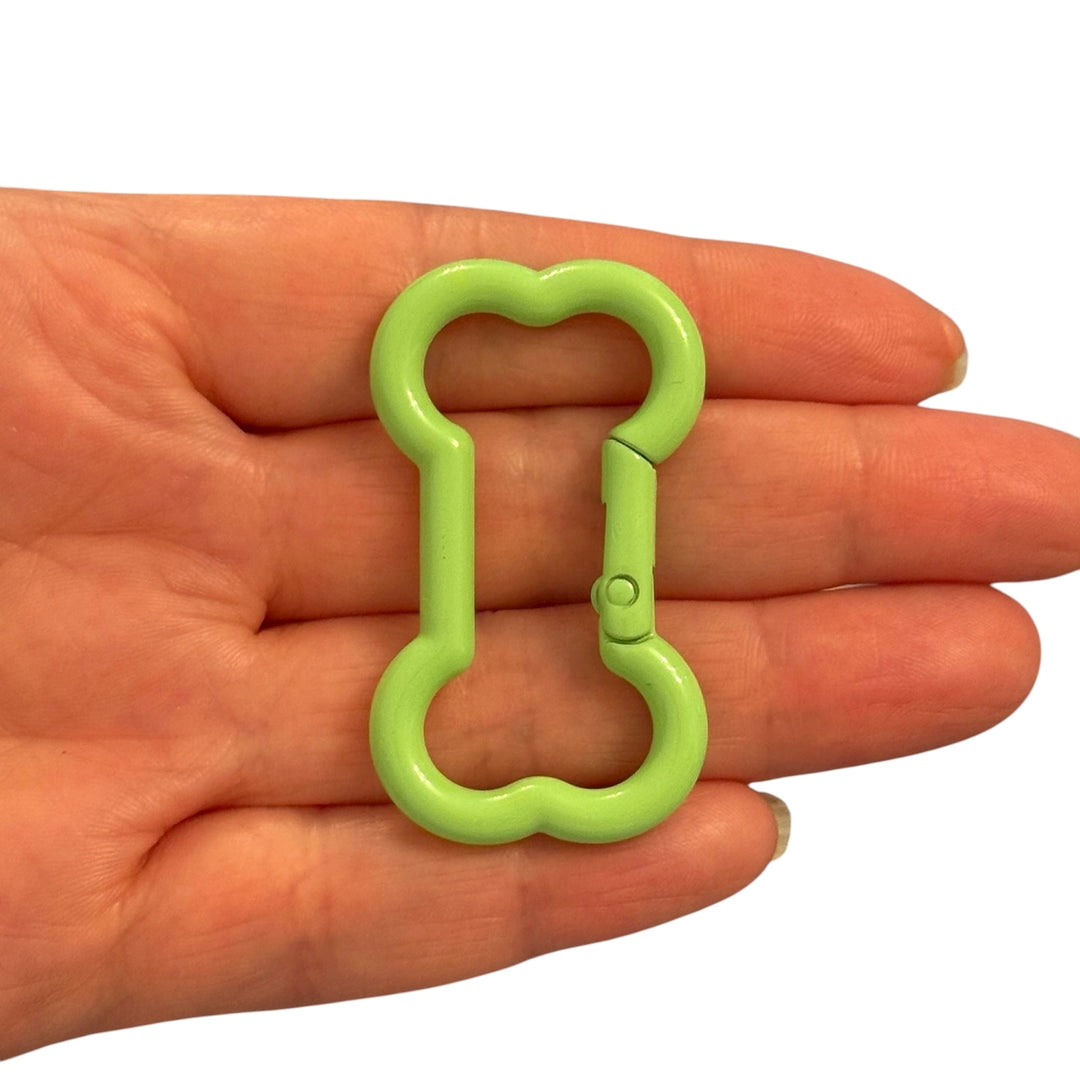 Mint Green Enamel Bone Keychain Clip &amp; Bag Charm Connector – 48×28mm