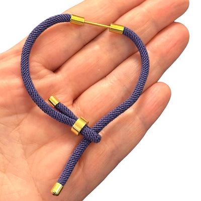 Ébauches de bracelet de curseur de corde réglable, ébauches de bracelet réglable bleu royal et argent,