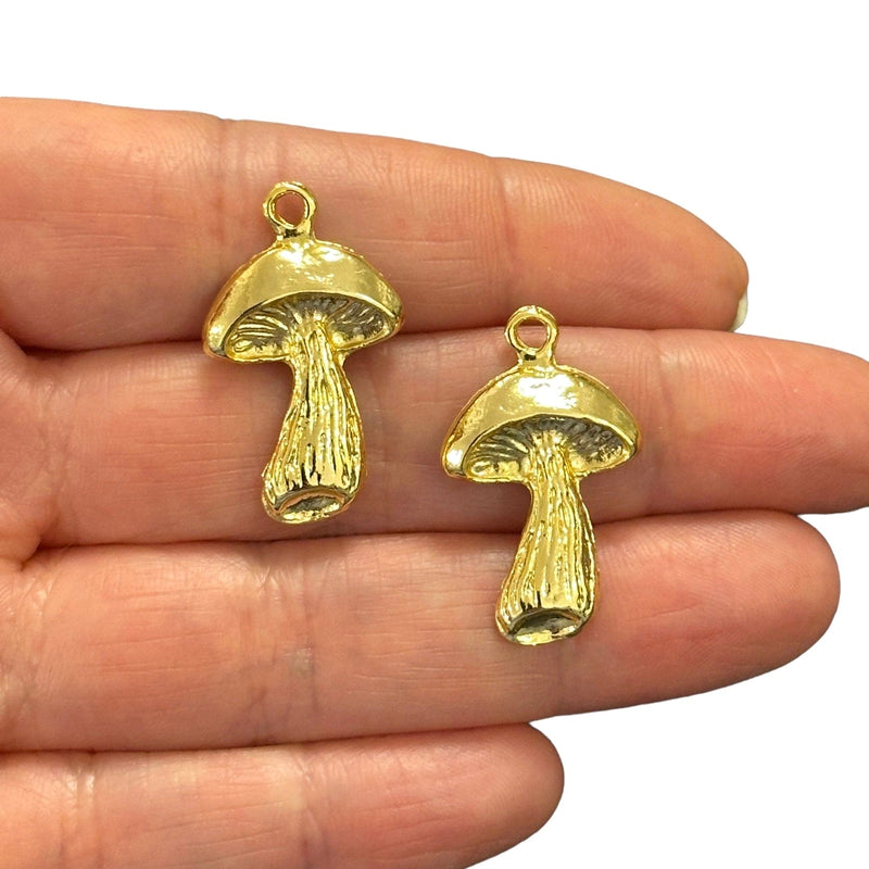 24Kt Gold Plated Mushroom Charms, 2 pcs in a pack