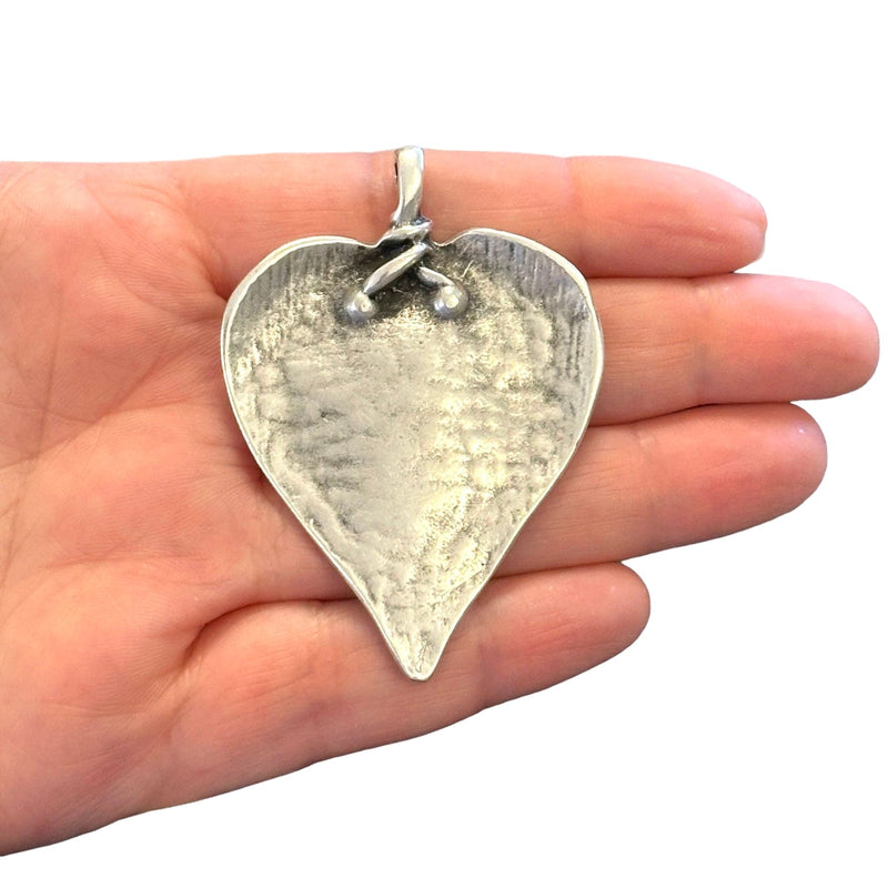 Antique Silver Plated Large Heart Pendant