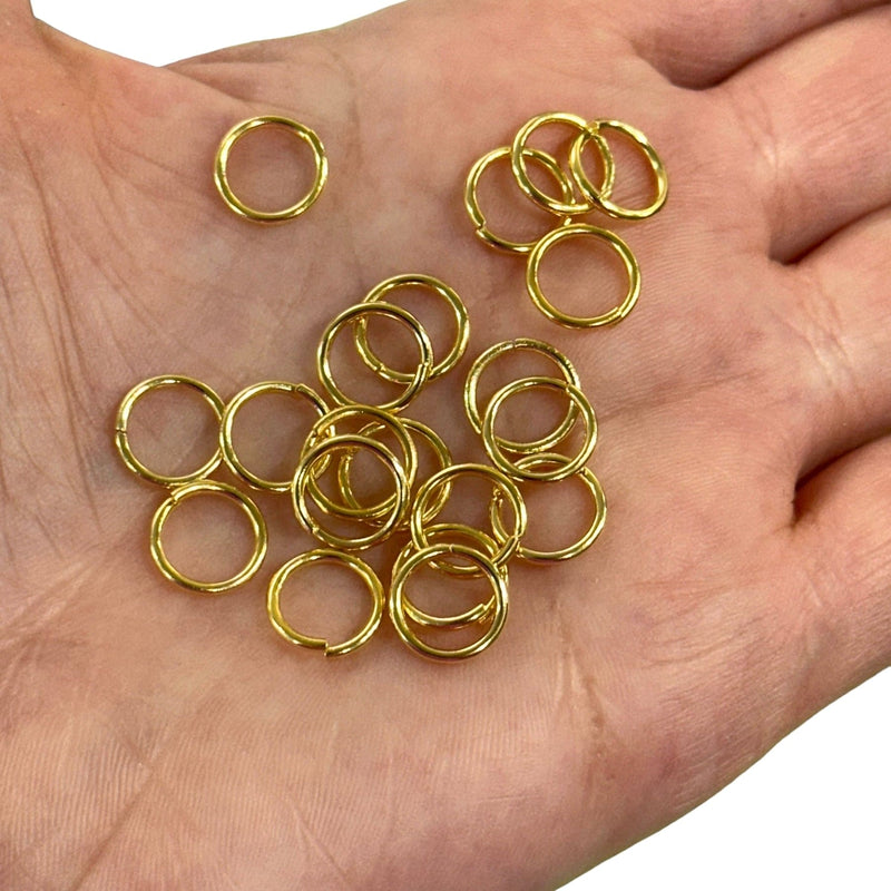 10X1.2mm,24Kt Gold Plated Strong Jump Rings, 24Kt Gold Plated Open Jump Rings