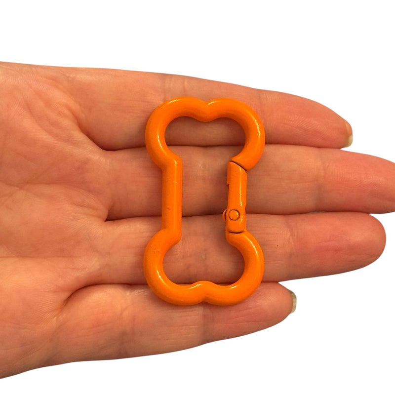 Orange Enamel Bone Keychain Clip & Bag Charm Connector – 48×28mm