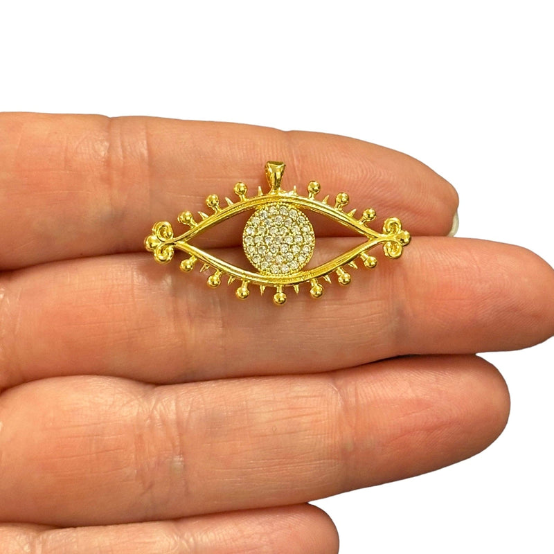 24Kt Gold Plated CZ Micro Pave Evil Eye Charm
