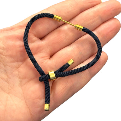 24Kt Gold Plated Navy Cord Bracelet Blank With Screw Clasp