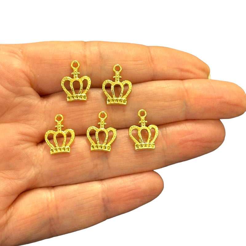 24Kt Gold Plated Crown Charms, 5 pcs in a pack