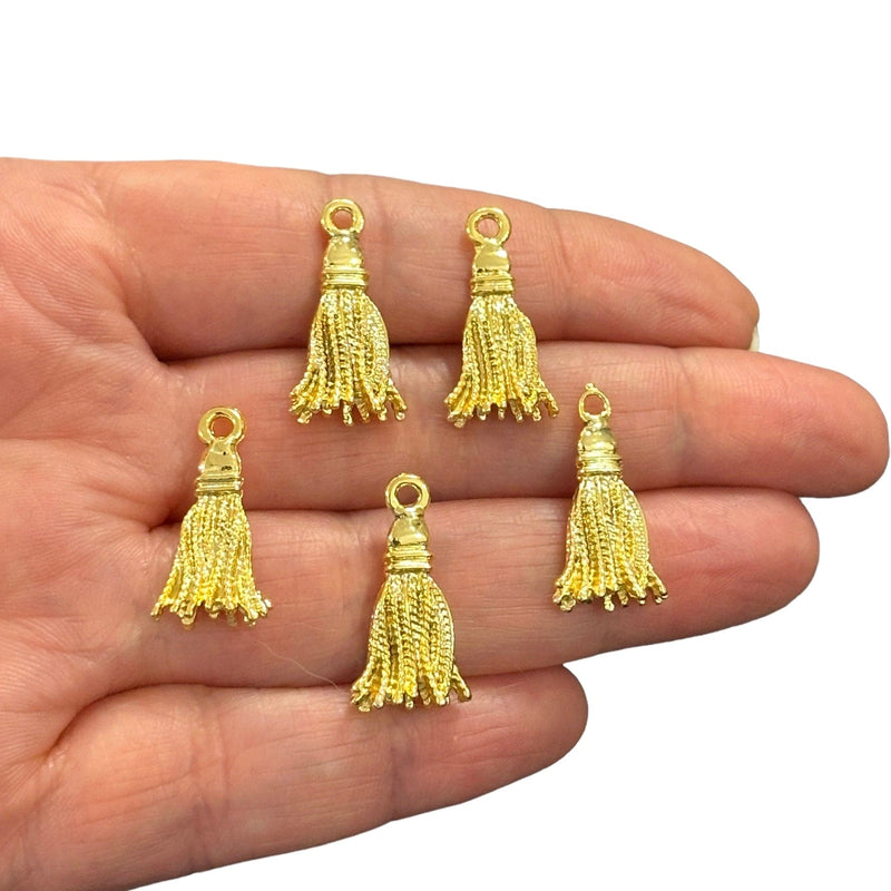 24Kt Gold Plated Tassel Charms, 5 pcs in a pack