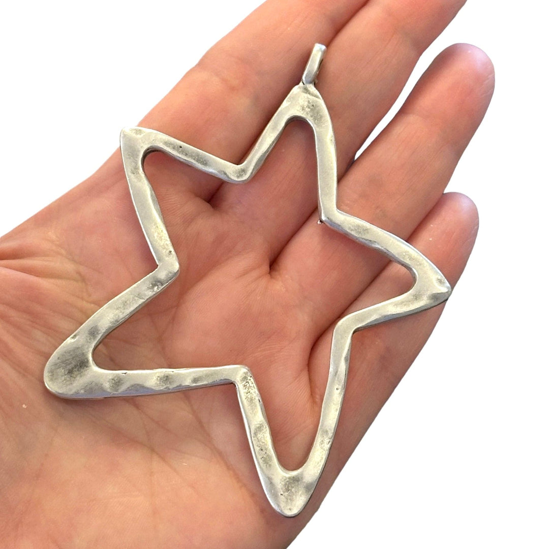 Antique Silver Plated Large Star Pendant