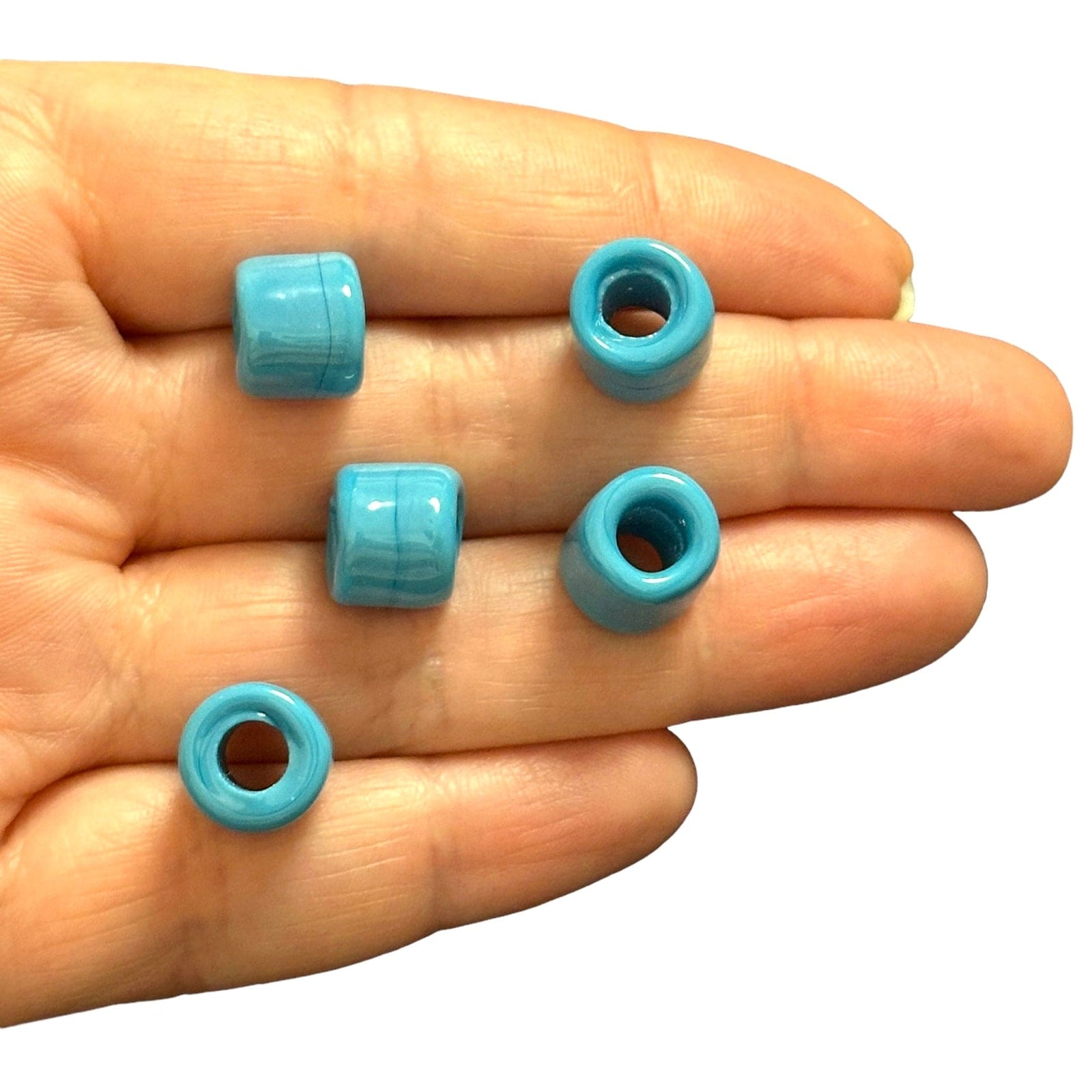 Hand Made Murano Glass Cylinder Beads, 5 pcs in a pack