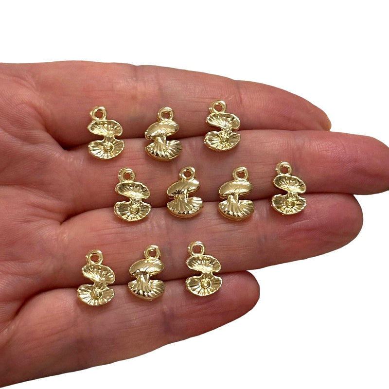 24Kt Gold Plated Oyster Charms, Gold Under the Sea Charms, 10 pcs in a pack