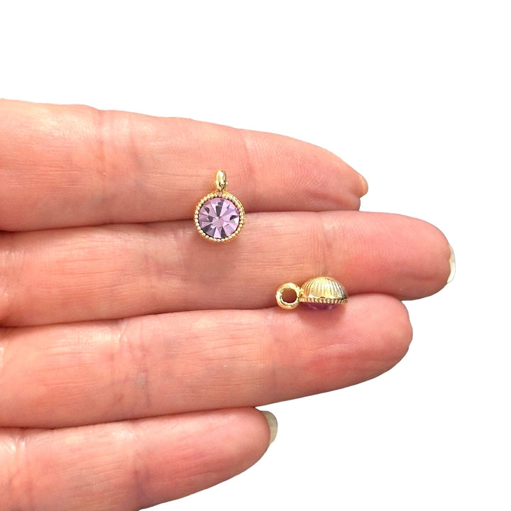 Birthstone 24Kt Gold Plated CZ Charms, Birthstone CZ Charms