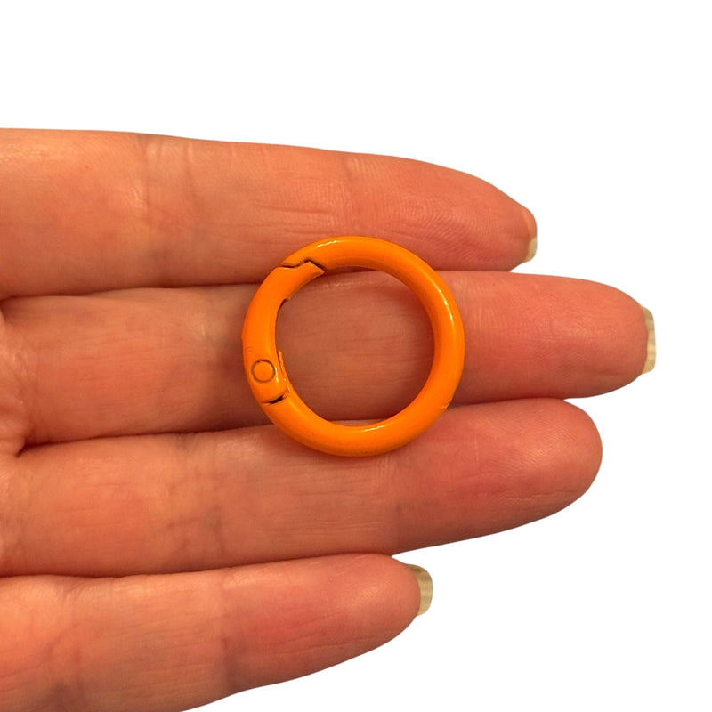 Orange Enamel Round Keychain & Bag Charm Clip – 25mm