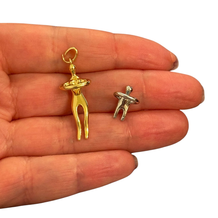 Mother &amp; Child Love Pendant – 24K Gold &amp; Rhodium Plated Brass Embrace Charm