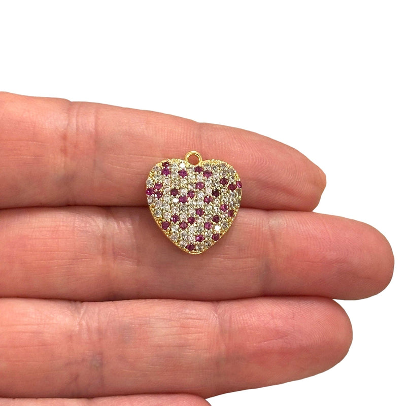 24Kt Gold Plated CZ Micro Pave Heart Charm