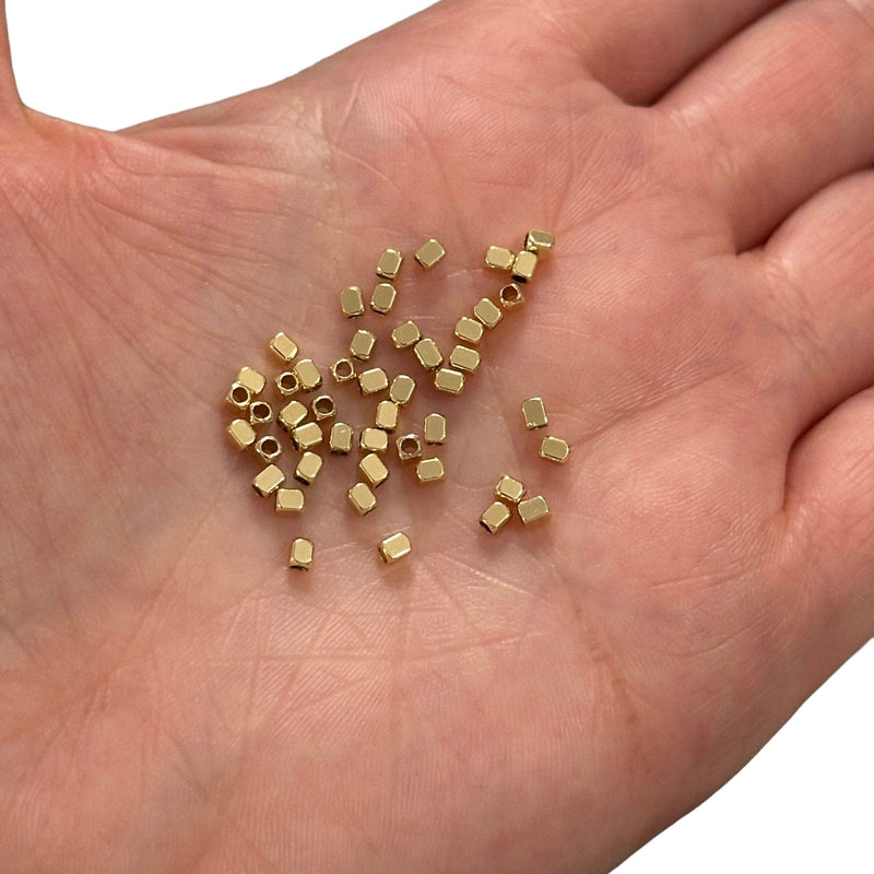 24Kt Gold Plated 2.5x2mm Spacers, 50 pcs in a pack