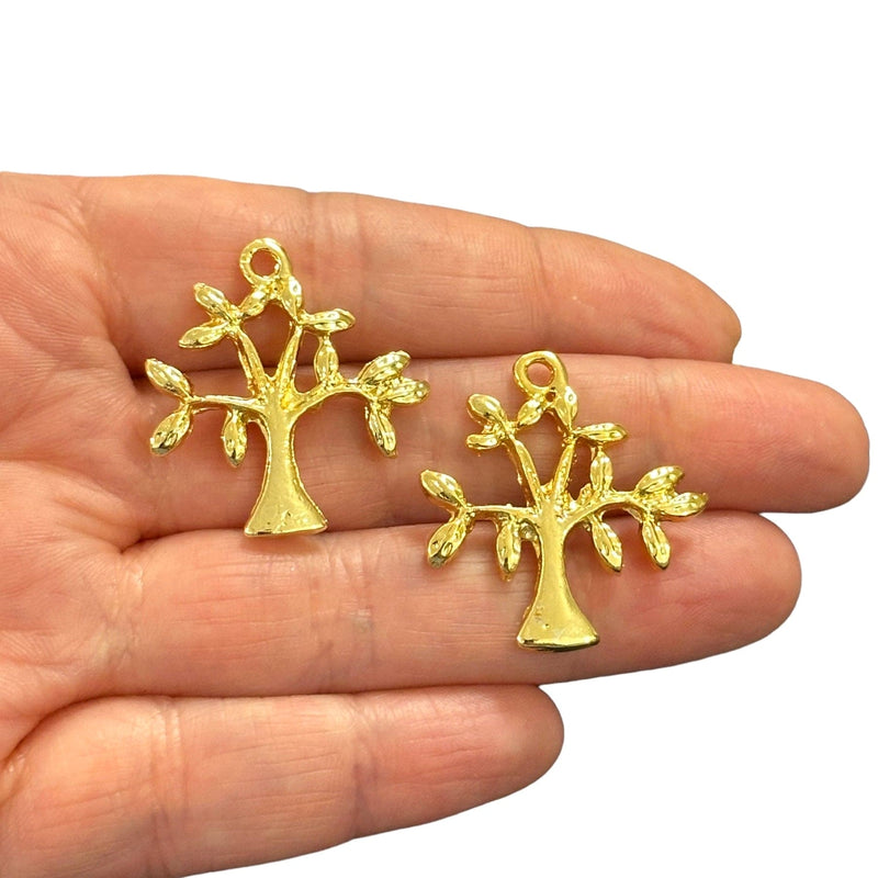 24Kt Gold Plated Tree Of Life Charms, 2 pcs in a pack