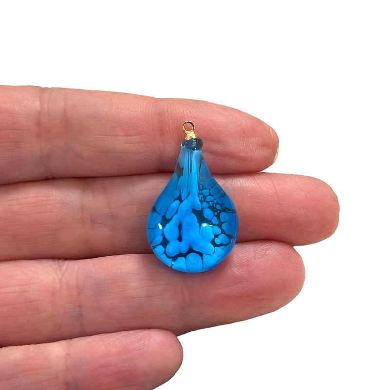 Hand Made Murano Glass Drop Charm With 24Kt Gold Plated Pin