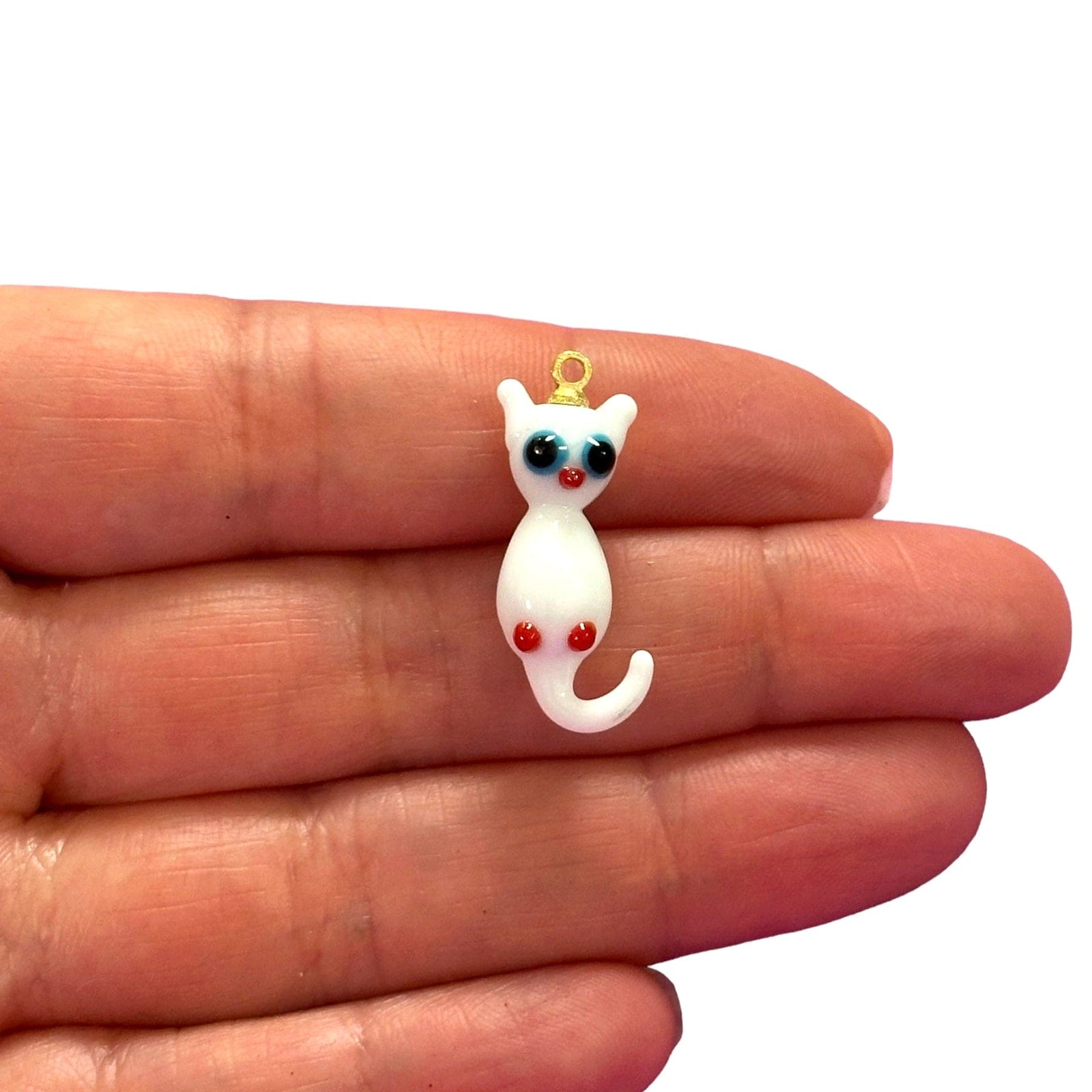Hand Made Murano Glass Cat Charm With 24Kt Gold Plated Pin