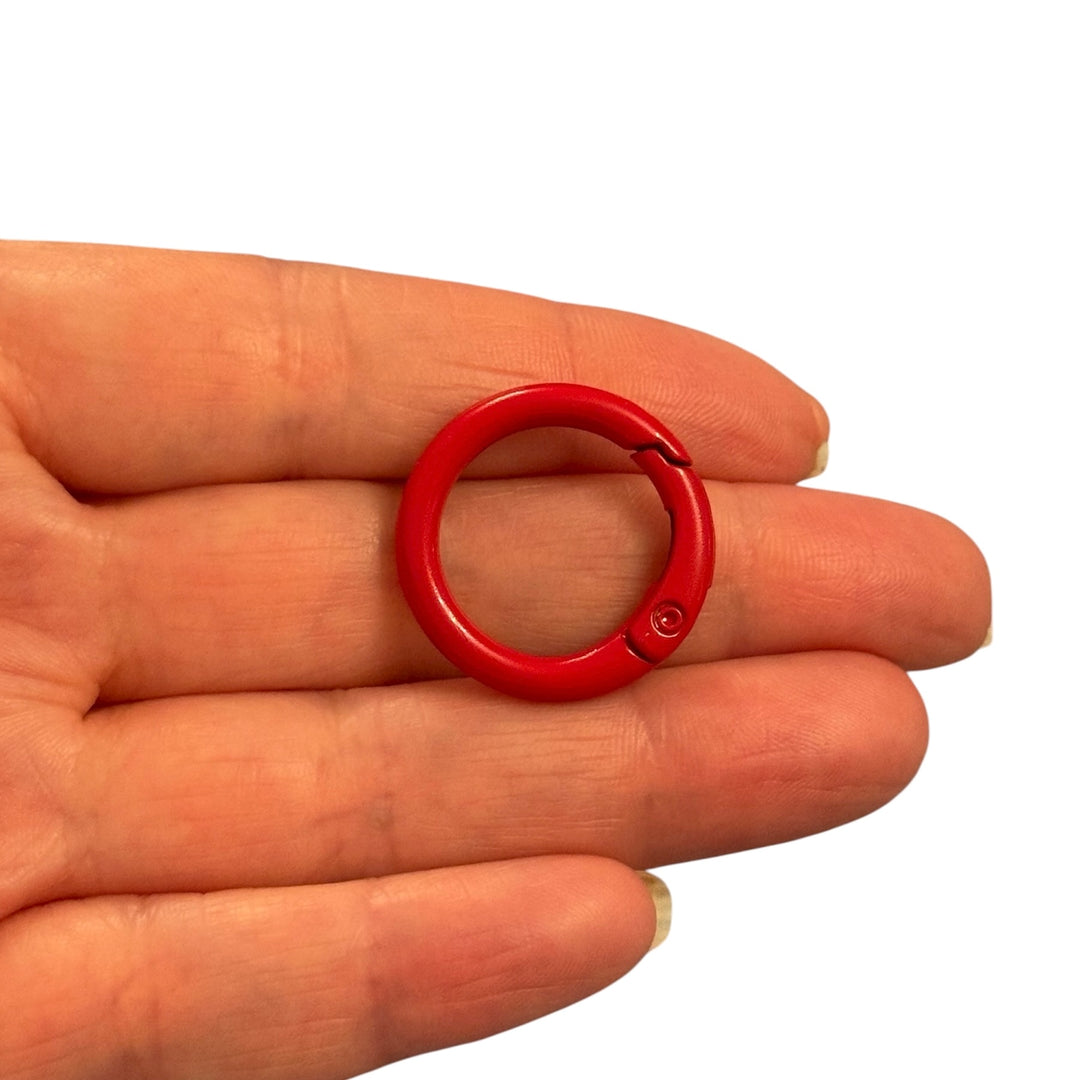 Red Enamel Round Keychain &amp; Bag Charm Clip – 25mm