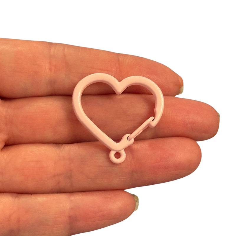 Pink Enamel Heart Keychain Clip & Bag Charm Connector – 28×30mm