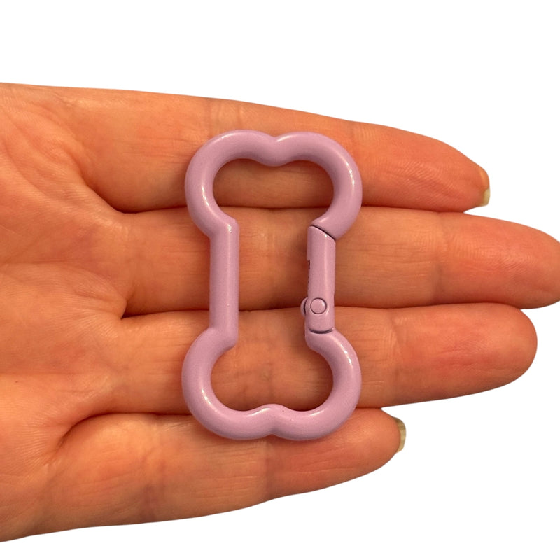 Lilac Enamel Bone-Shaped Keychain Clip & Bag Charm Connector – 48×28mm