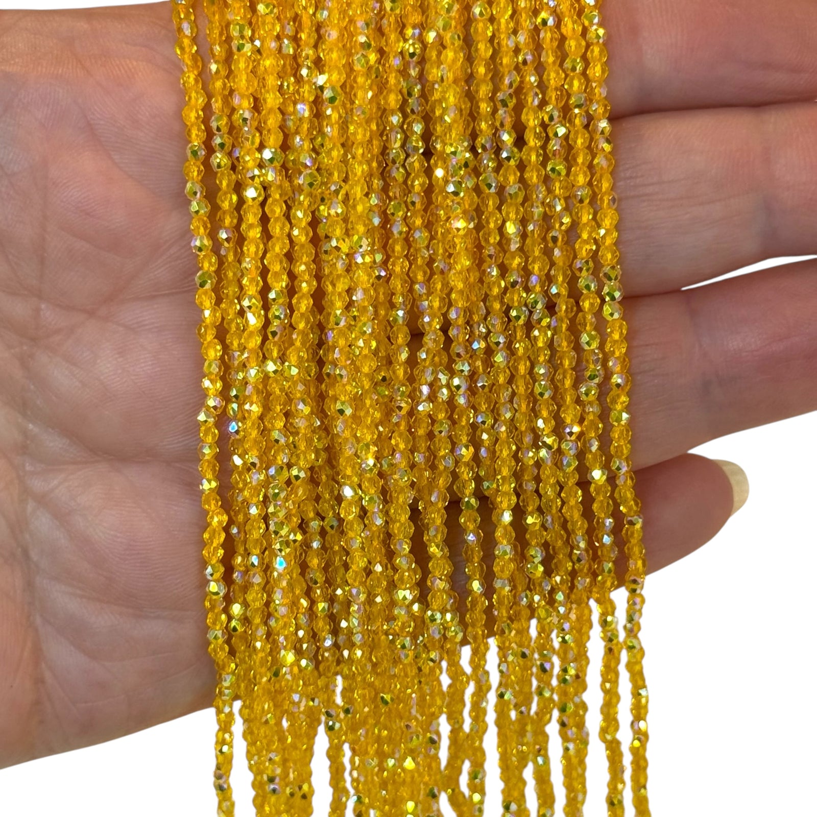 2mm Transparent Dark Yellow Faceted Round Crystal Beads, PBC2R07